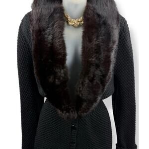 Vintage Pure Wool Mink Fur Cardigan M